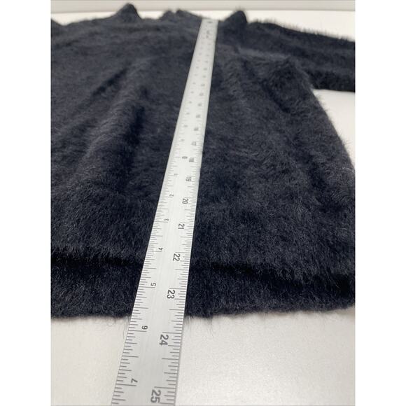 Marled Reunited Clothing Sweater Faux Fur Black Mock Neck Fuzzy Goth Dark Small - Picture 6 of 8